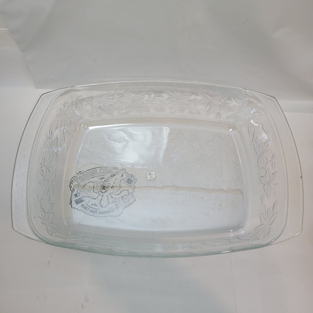 Princess House Fantasia Lasagna 8.5" x 13.5" Crystal Glass Floral Baking Dish